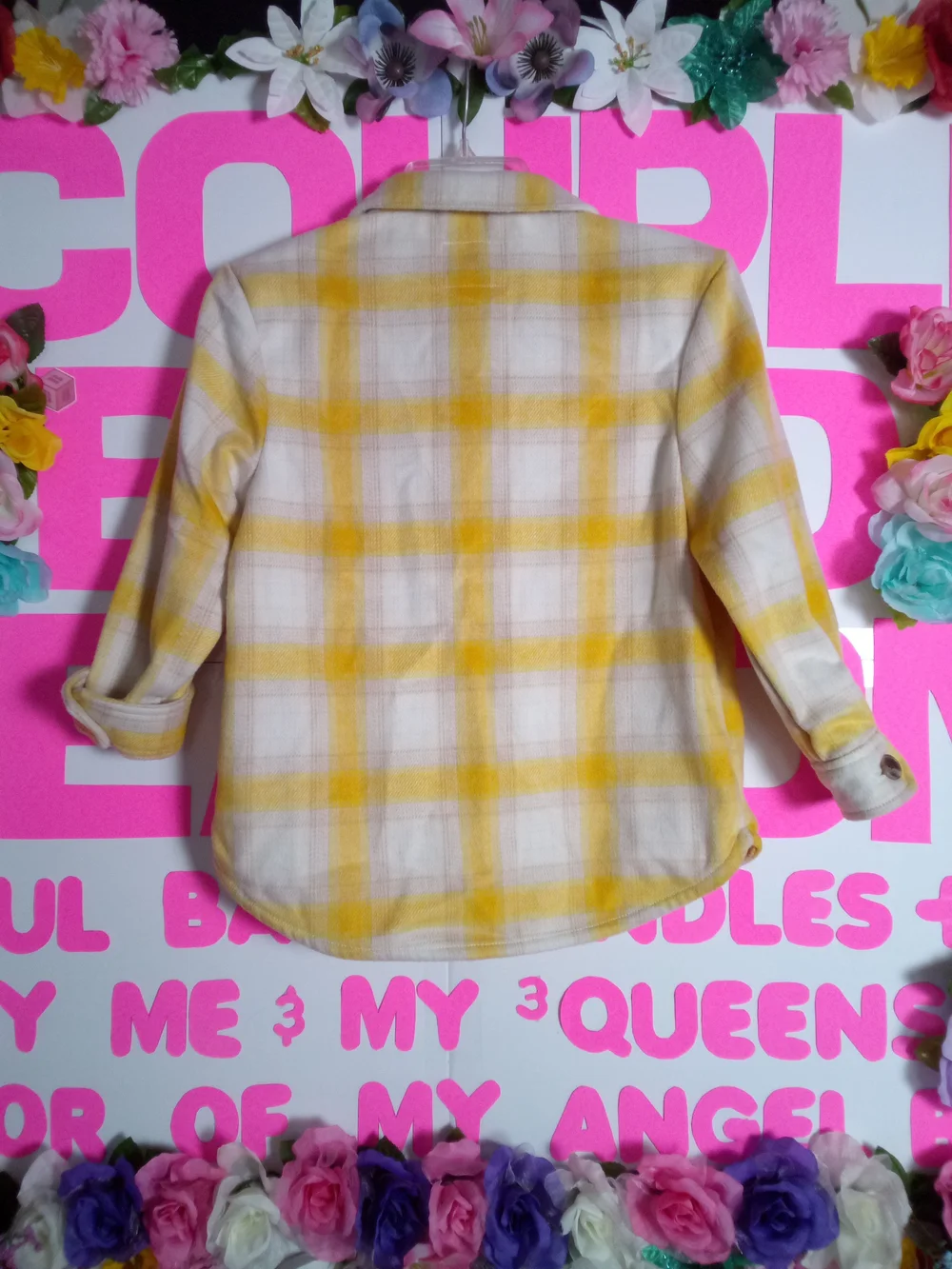 OLD NAVY Yellow Plaid Button-Up Shirt Jacket for Kids